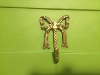 Antiqued Brass Bow Wall Hook 3” X 5”
