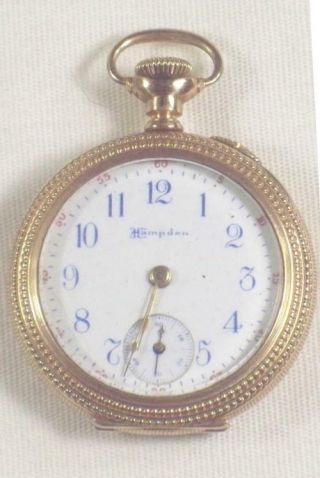 Antique 1901 Hampden Diadem 3/0s 15j Pocket Watch Dueber Gold Filled Case