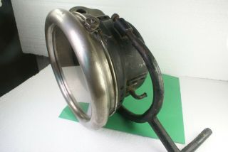 Antique Early Large Automobile Saxon Carbide Head Lamp With Bracket Brass Era