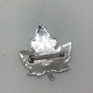 Vintage Sterling Silver Jewelry Figural MAPLE LEAF Brooch Hat Pin Signed EMG 5