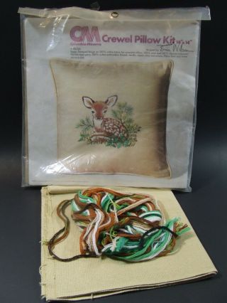 Vintage Crewel Embroidery Kit - 14 X 14 Pillow - Fawn Erica Wilson