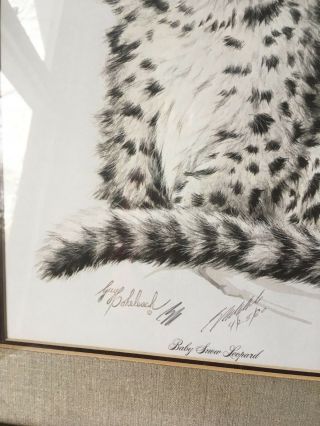 Wildlife 80 ' s Guy Coheleach Snow Leopard Framed Art Print,  Signed RHA Seal 2