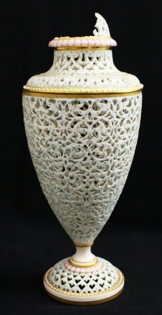 Antique Royal Worcester Reticulated Open Work Urn Vase Spaulding Chicago