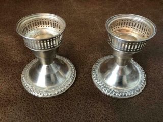 Vintage Duchin Sterling Silver Candle Holders Pair Weighted 3 "