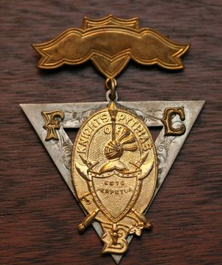 3 Antique 19th Century Vintage Knights Pythias Badge Fraternal Medal