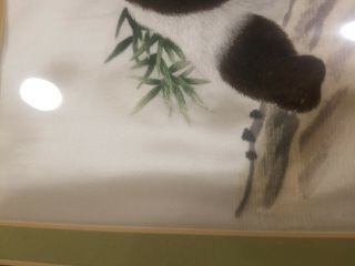 Chinese Vintage Hand Embroidered Silk Panel Panda 4