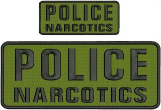 " Police Narcotics " Embroidery Patch 4x10 And 2x5 Inches Hook Black Letters
