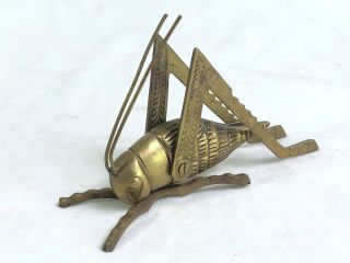 Vintage Brass Cricket Grasshopper Insect Paper Weight Figure For Good Luck