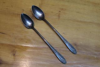 2 National Silver Co A1 1930 Princess Royal Silverplate Iced Tea Spoons