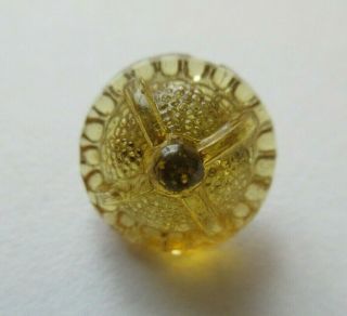 Fabulous Old Antique Vtg Molded Amber Glass Charmstring Button 7/16 " (m)