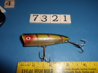 S7321 D Heddon Chugger Spook Fishing Lure Gold Eye Perch