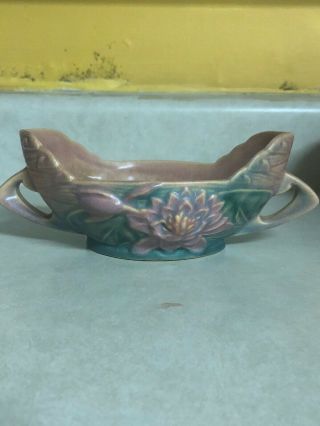 Antique C 1943 Roseville Water Lilly Vase W/handles 439 - 6 "