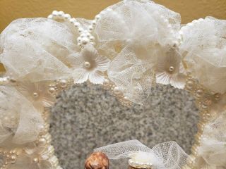 Antique Vintage Wedding / Bridal Cake Topper,  9 inch.  Silk Flower 1967 5