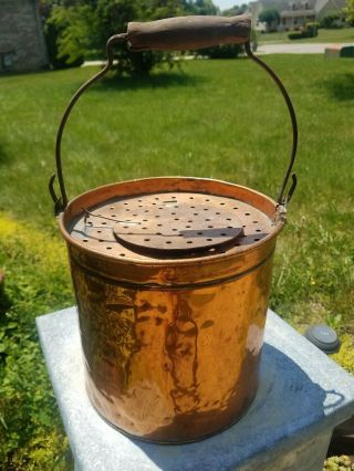 Antique Copper Minnow Bucket Primitive Bait Bucket