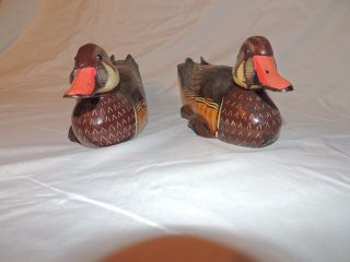 2 Hand Carved Vintage Antique Wooden Duck Decoys