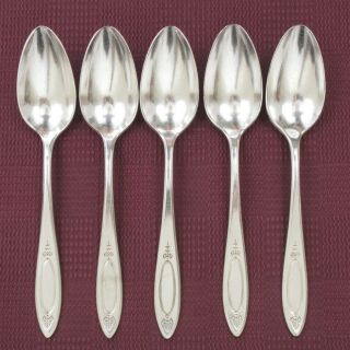 Oneida Community Plate Adam Set Of 5 Teaspoons Silverplate Flatware Spoon
