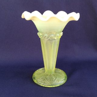 Pearline Trumpet Vase - Davidson Primrose Yellow Vaseline Uranium Antique