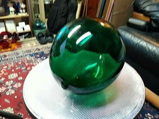 Vintage Emerald Green Glass 6 " Fishing Float Buoy Hand Blown