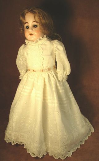 Vintage Doll Dress For 18 " - 20 " Bisque Doll - White Eyelet Laces & Tucks