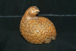 Antique Vintage Cast Iron? Metal Quail Bird Figurine 3.  5 " H Heavy