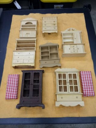 Vintage Town Square Miniatures Dollhouse Wood Hoosier Cabinet 1:12 Scale