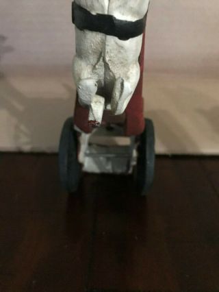 ANTIQUE CAST IRON Rabbit Being Pulled By A Rabbit In A Cart Wheels Work 5