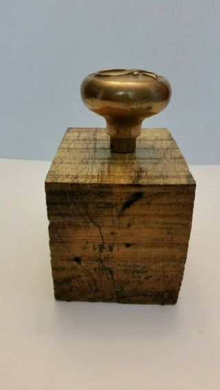 Vintage Brass Monogrammed Doorknob with Raised Letter S on Exotic Wood Block 3