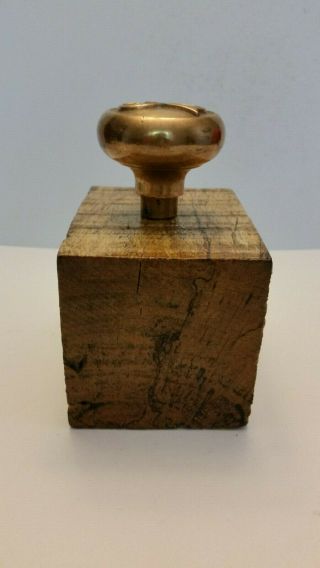 Vintage Brass Monogrammed Doorknob with Raised Letter S on Exotic Wood Block 5