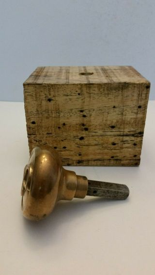 Vintage Brass Monogrammed Doorknob with Raised Letter S on Exotic Wood Block 6