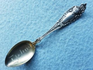 Sterling Silver Souvenir Spoon Detroit On Cherub Teaspoon By Mechanics Sterling
