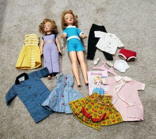 Vintage Ideal Tammy And Pepper Dolls With Clothes & Booklet Tammy Family