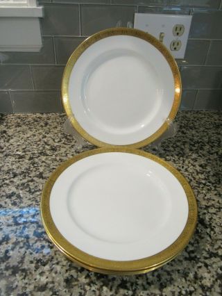 (8) Antique Lenox For Tiffany & Co Gold Embossed Rim Dinner Plates -