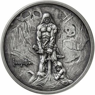 Frank Frazetta The Barbarian 1 Oz Antiqued Silver Coin