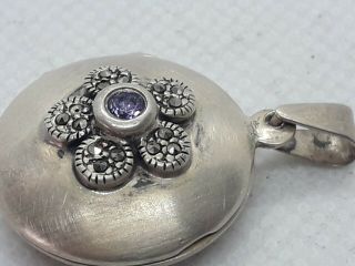 Antique Victorian Solid Silver Amethyst And Marcasites Locket.