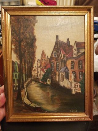 Vintage Framed Oil Painting By D.  Cole G.  Fox & Inc.  Hartford Ct Estate Find
