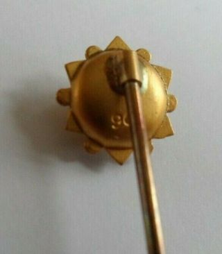 Antique 9ct gold and diamond stick pin in a box and clearly marked ' 9ct '. 5