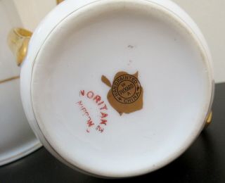 ANTIQUE c.  1898 NORITAKE NIPPON COFFEE,  CREAMER & SUGAR SET HP by PICKARD,  GILDED 8