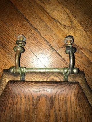 Antique Salvaged Oak Toilet Seat Heart Shaped Hardware Hinges Bathroom Vintage 3
