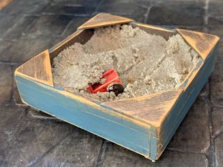 Artisan Miniature Dollhouse Unique Sand Box Diorama C1987 Signed Distressed Wood