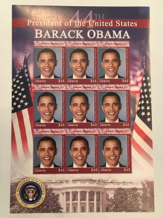 President Of The United States Barack Obama Stamp Sheet 9 Stamps 3694
