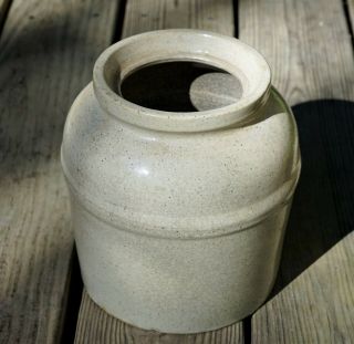 Big and Antique Stoneware Crock,  Primitive Pot Kitchen Pantry Jar 3