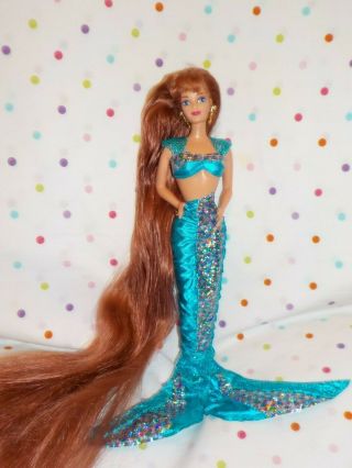 Gorgeous Vintage Jewel Hair Mermaid Midge Doll,  Redhairexcd Mattel,  Toys