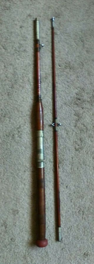 Vintage Pequea Tribe Bamboo Double Eyed Two Piece Trolling Rod 5 