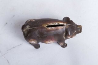 Vintage Antique Cast Iron Coin Bank Figurine Black Pig 4 