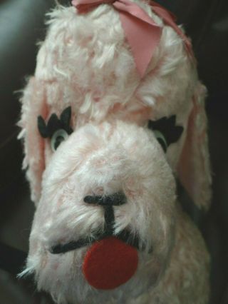 Vintage 1950s/60s PINK French Poodle Dog Plush Stuffed Animal Carnival Toy Prize 2