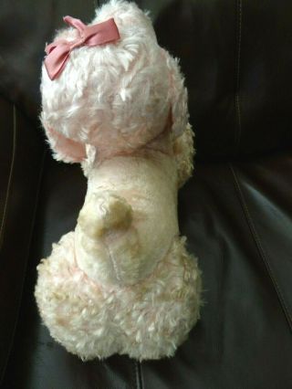 Vintage 1950s/60s PINK French Poodle Dog Plush Stuffed Animal Carnival Toy Prize 3