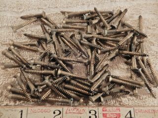 Antique Screws Vintage Brass Flat Head 1 In.  X 4 Qty.  92 Slotted Wood Fastener