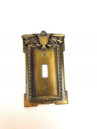 Vintage Ornate Light Switch Cover With Shield Grain Scrollwork