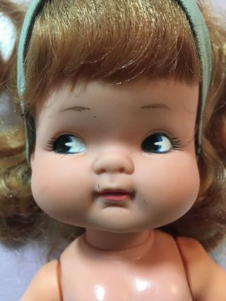 Vintage 1960s Small Vinyl Little Girl Character Doll 3 1/2 " Tall