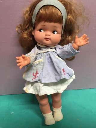 Vintage 1960s Small Vinyl Little Girl Character Doll 3 1/2 